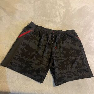 Spyder Active‎ Mens Digital Camo Athletic Shorts XXL Big Tall Red Zip Pockets